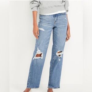 OLD NAVY OG LOOSE Classic Blue Distressed Women's Jeans